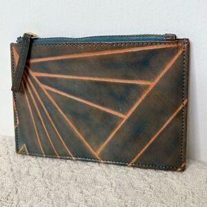 Midsummer-1 Slim Leather Geometric Coin Purse Cosmetic Pouch Clutch